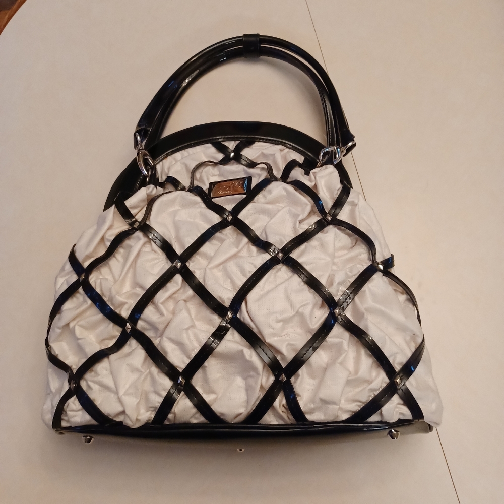 Beijo White and Black Handbag